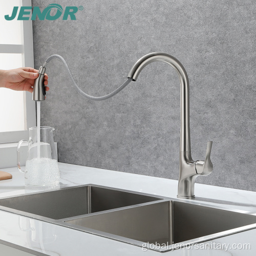 Chrome Sink Faucet For Kitchen Single Hole Pull Out Flow Sprinkler Kitchen Faucet Supplier